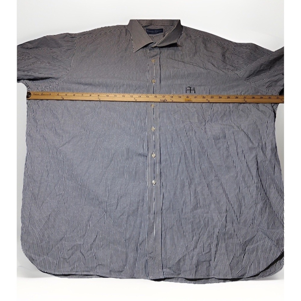 Tom James Executive Collection Mens Blue White Striped Custom Dress Shirt - Picture 5 of 7